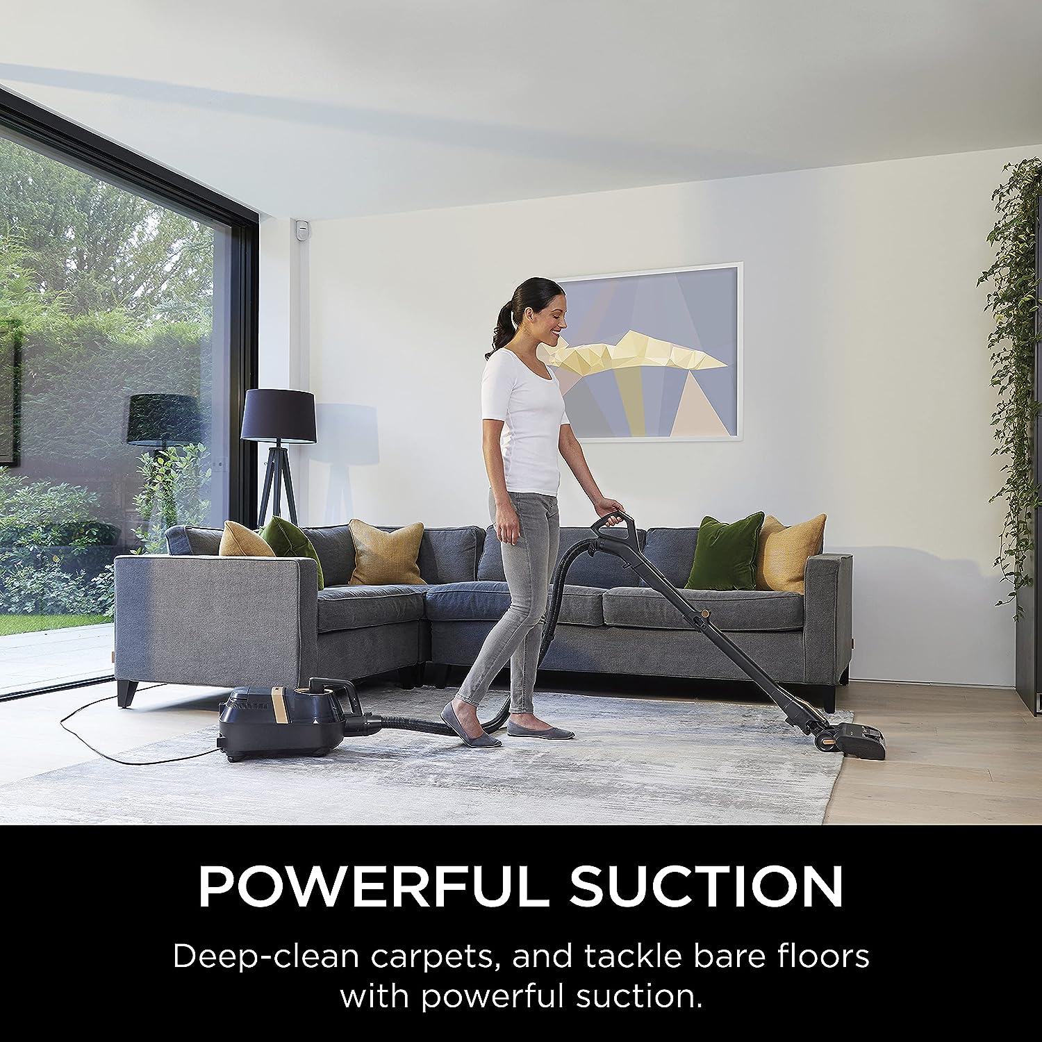 Shark CZ2001 Vertex Canister Vacuum. Bagless. Corded. with Self-Cleaning Brushroll & DuoClean PowerFins. HEPA Anti-Allergen Filter. MultiFLEX Technology. 2 Attachments & LED Headlights. Black & Copper