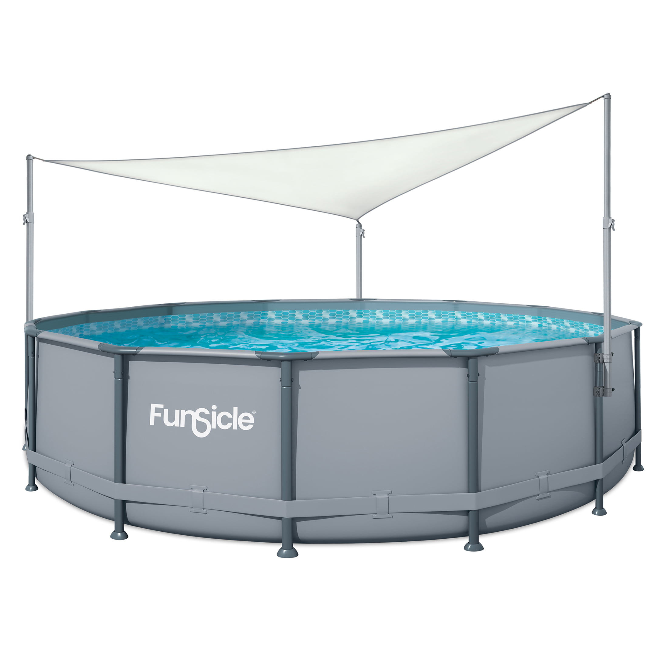 Funsicle Above Ground Swimming Pool Canopy. Sun Shade. White. Triangular. Adults. Unisex