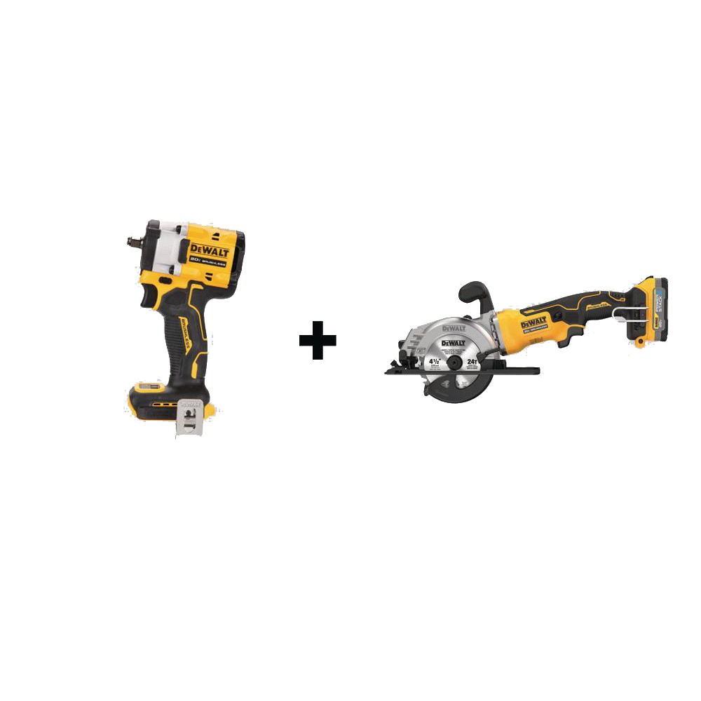 DEWALT DCF923BWCS571E1 Atomic 20V MAX Lithium-Ion Cordless Brushless 4-1/2 in. Circular Saw & Atomic 3/8 in. Impact Wrench with 1.7Ah Battery