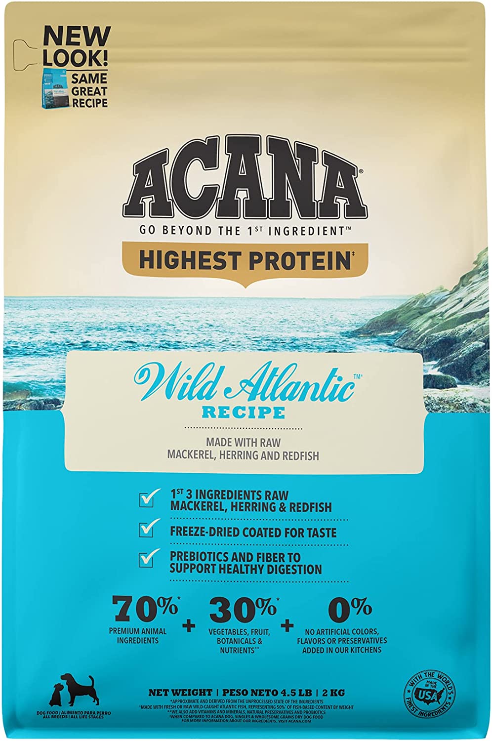 ACANA Highest Protein. Wild Atlantic. Grain Free Dry Dog Food. 4.5lb