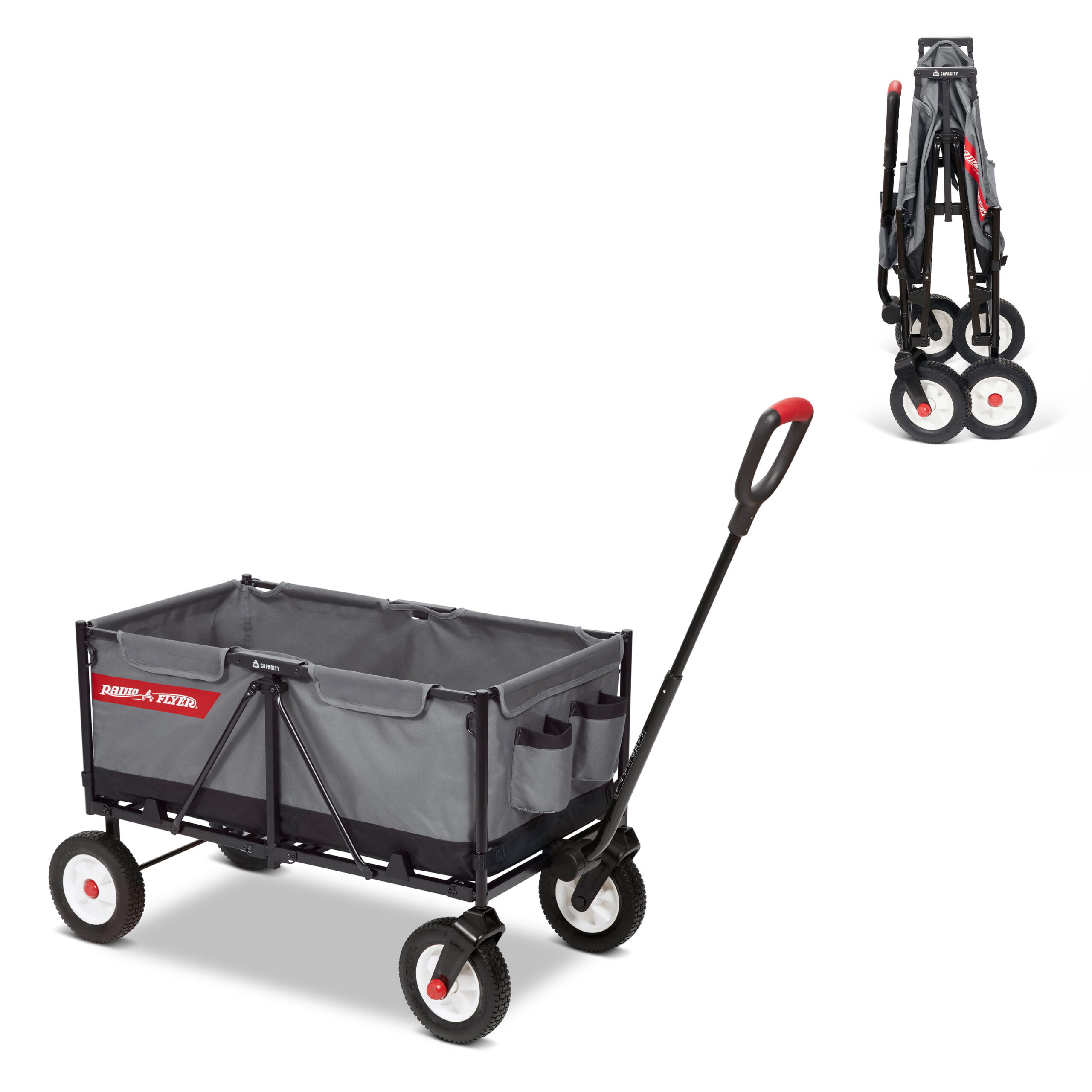 Radio Flyer. Beast EZ Fold Maximum Capacity Heavy-Duty Kid & Cargo. Gray Collapsible Utility Wagon