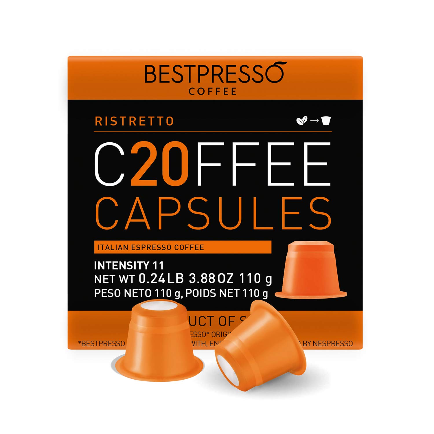 Bestpresso Coffee for Nespresso Original Machine 120 pods Genuine Espresso Ristretto Blend(High Intensity). Pods Compatible with Nespresso Original