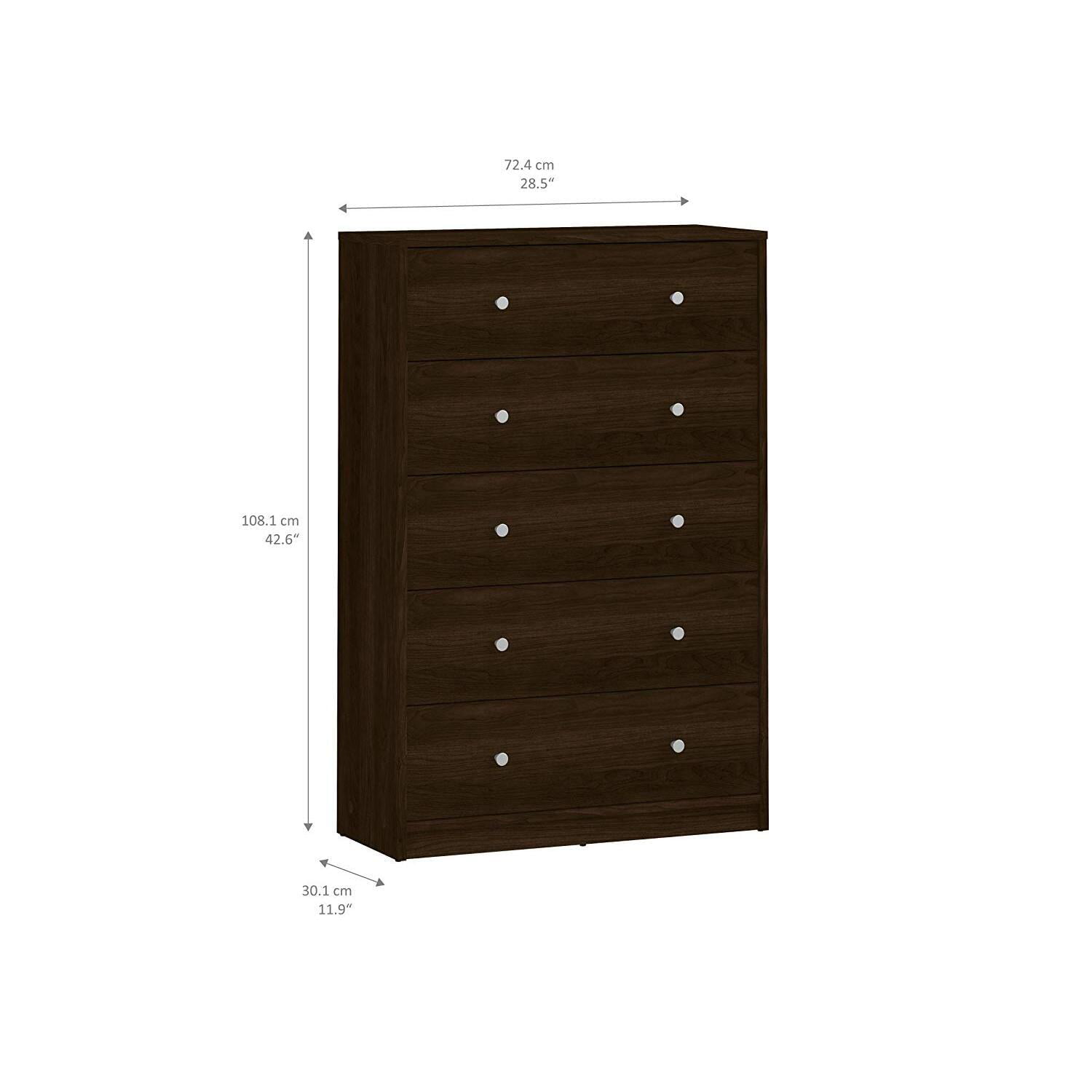 Tvilum Studio 5 Drawer Dresser. Coffee