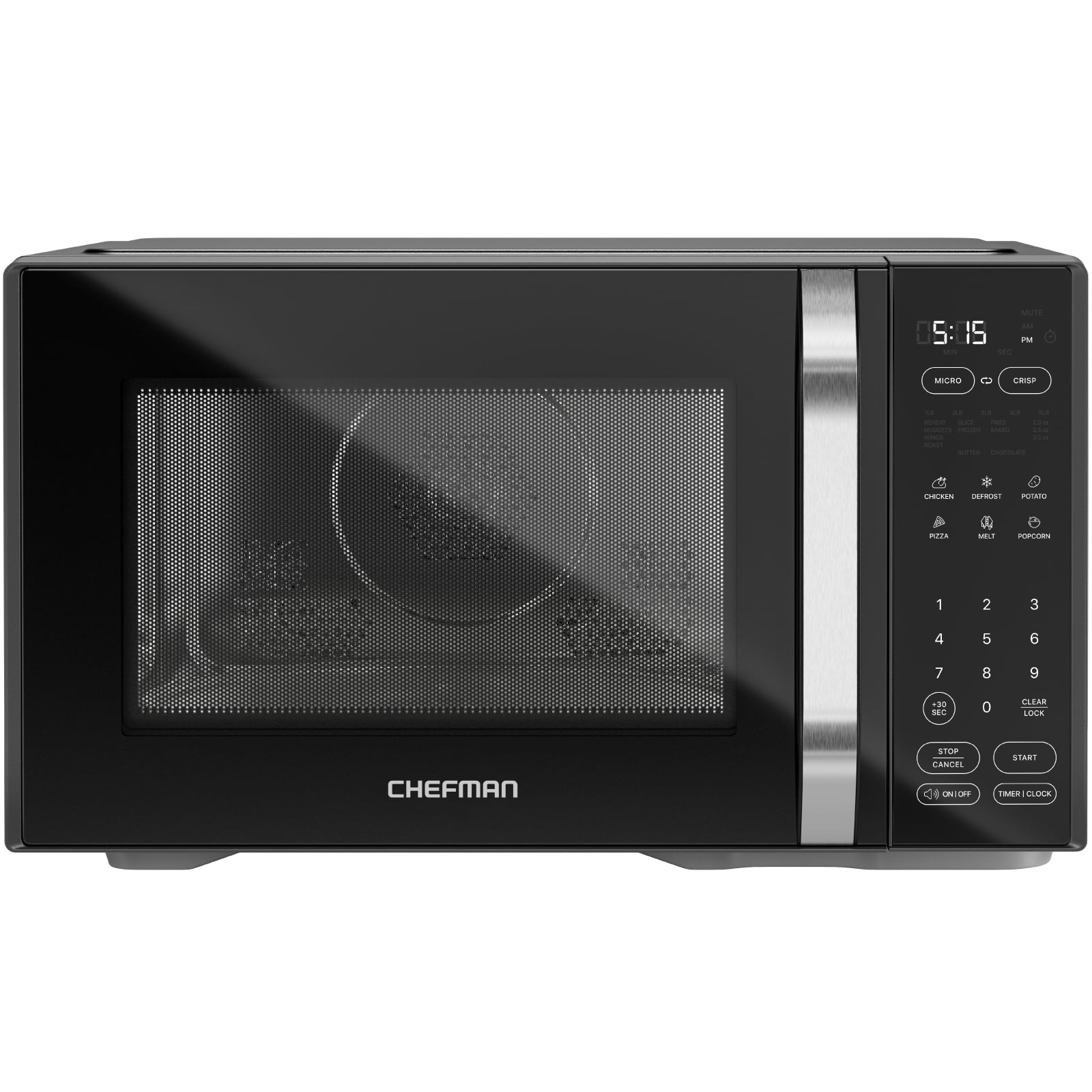 Chefman Microcrisp 1.1 cu. ft. Countertop Microwave Oven + Crisper. 1800 Watts. Black