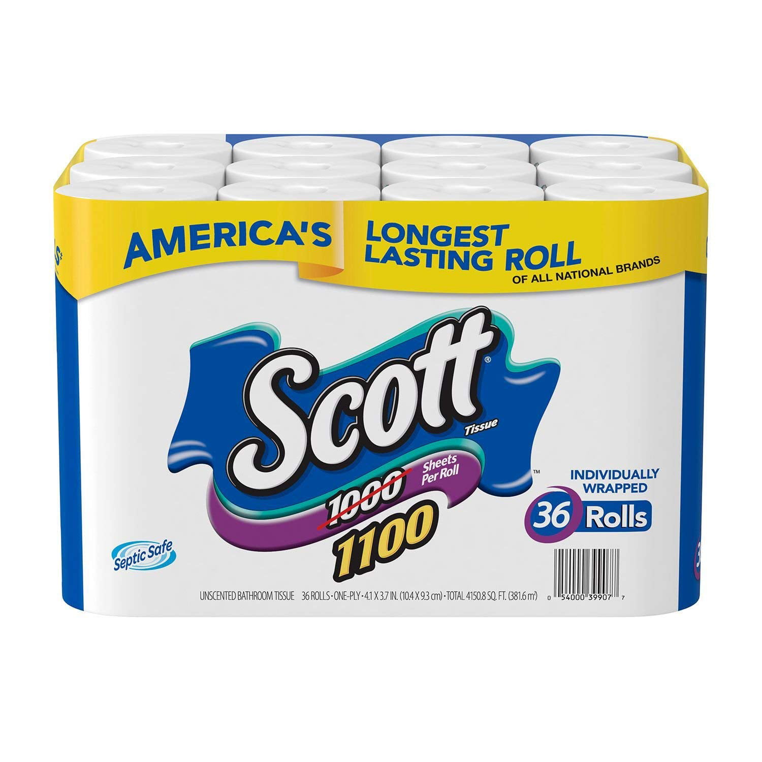 Scott Bath Tissue. 36 Bonus Pack 1.100 Sheets per Roll