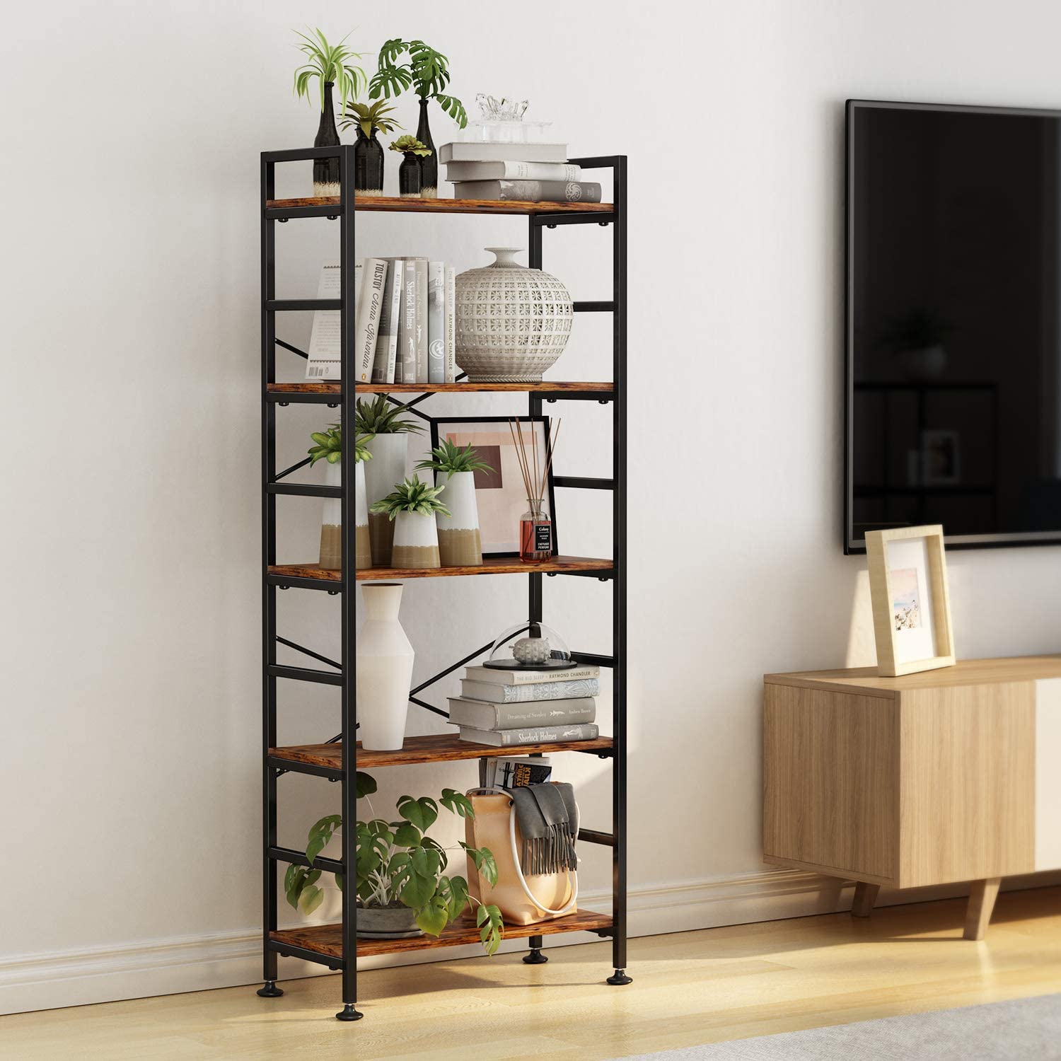 CosyStar 5-Tier Adjustable Tall Bookcase