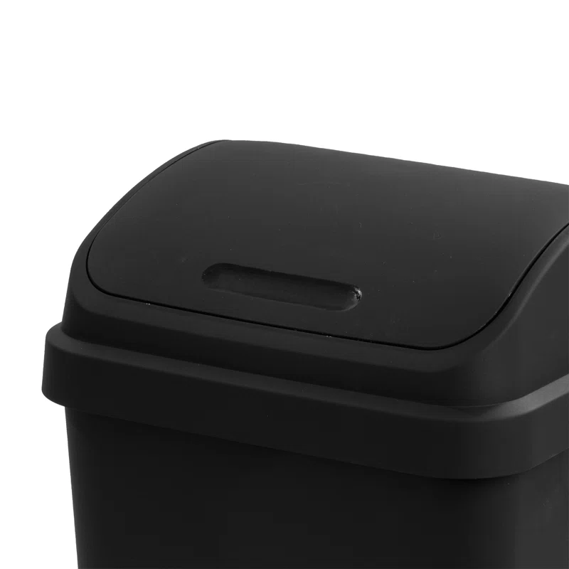 Sterilite 13 Gallon Swing Top Lid Wastebasket Trash Can. Black (8 Pack)