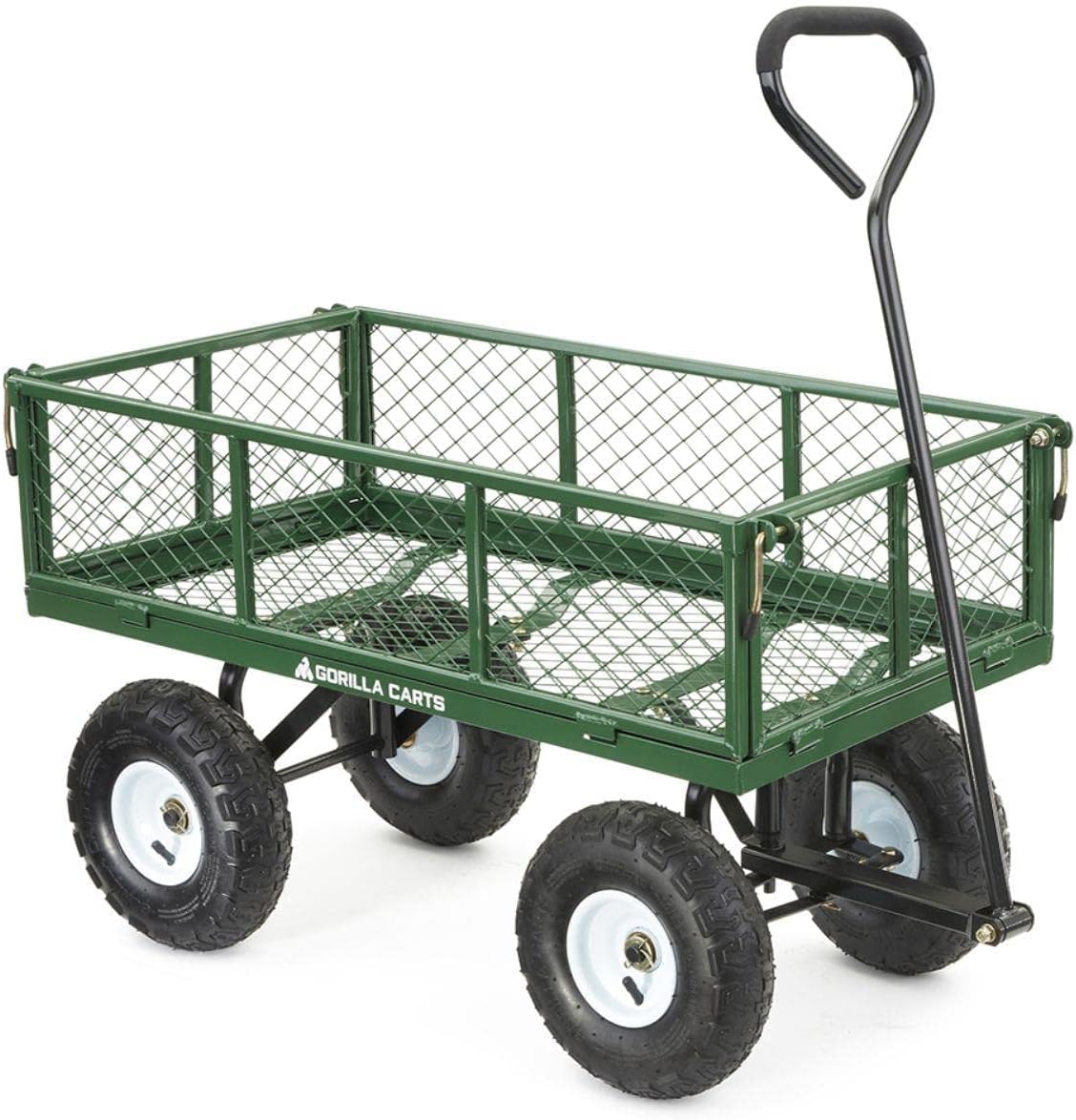 Gorilla Carts GOR400-COM Steel Garden Cart. Steel Mesh Removable Sides. 3 cu ft. 400 lb Capacity. Green