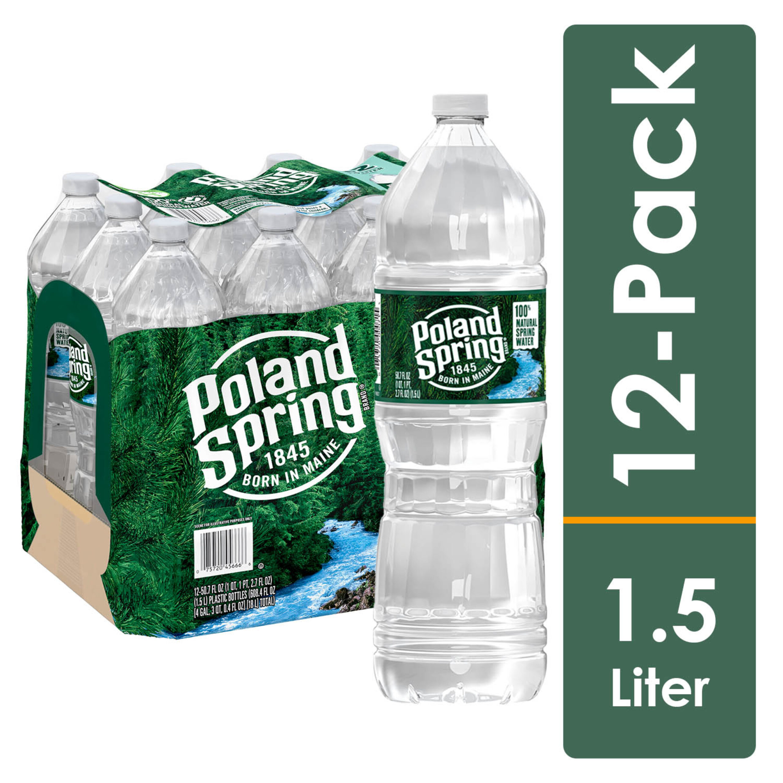 POLAND SPRING Brand 100% Natural Spring Water. 50.7-ounce plastic bottles (Pack of 12)
