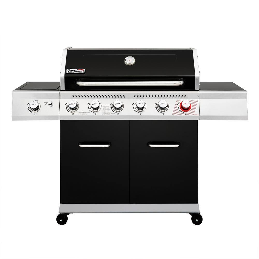Royal Gourmet GA6402H 6-Burner BBQ Liquid Propane Gas Grill with Sear Burner and Side Burner. 74.000 BTU. Cabinet Style Grill in Black