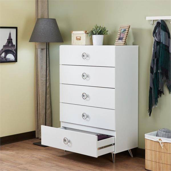 GOSALMON  5 Drawer White Chest of Drawers 474 in. H x 32 in. W x 17 in. D