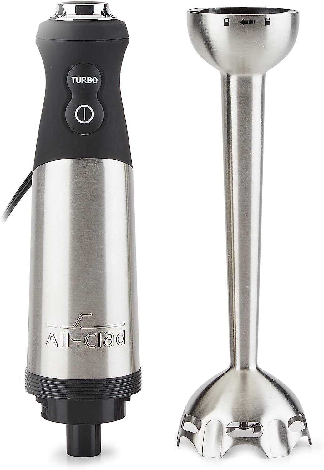 All-Clad Electrics Stainless Steel Immersion Blender 2 Piece Turbo Function 600 Watts Detachable. Variable Speed Control. Hand Blander. 9-1/4-inch