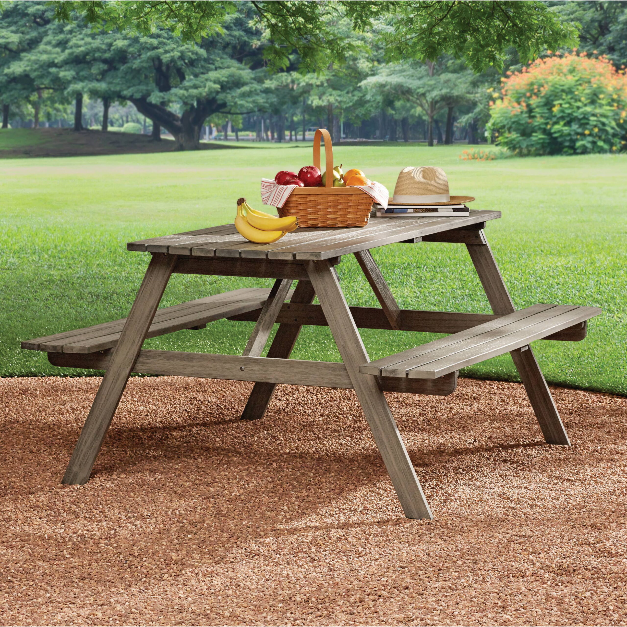 Mainstays Martis Bay Wood Outdoor Picnic Table. Gray