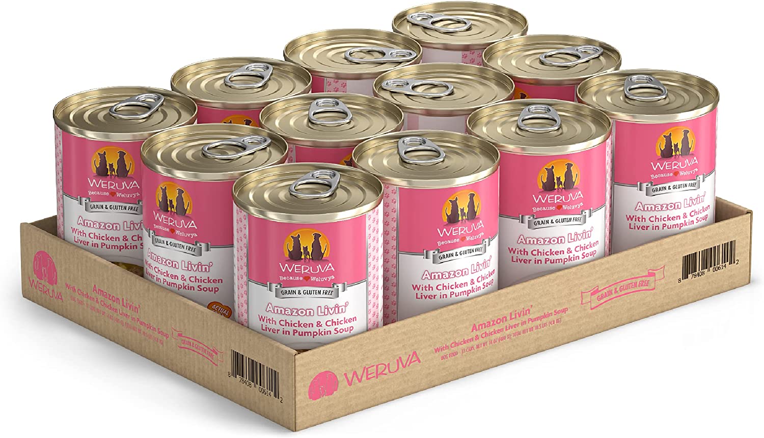 Weruva Amazon Livin- with Chicken & Chicken Liver in Pumpkin Soup Grain-Free Canned Dog Food 14oz Can (Pack of 12)