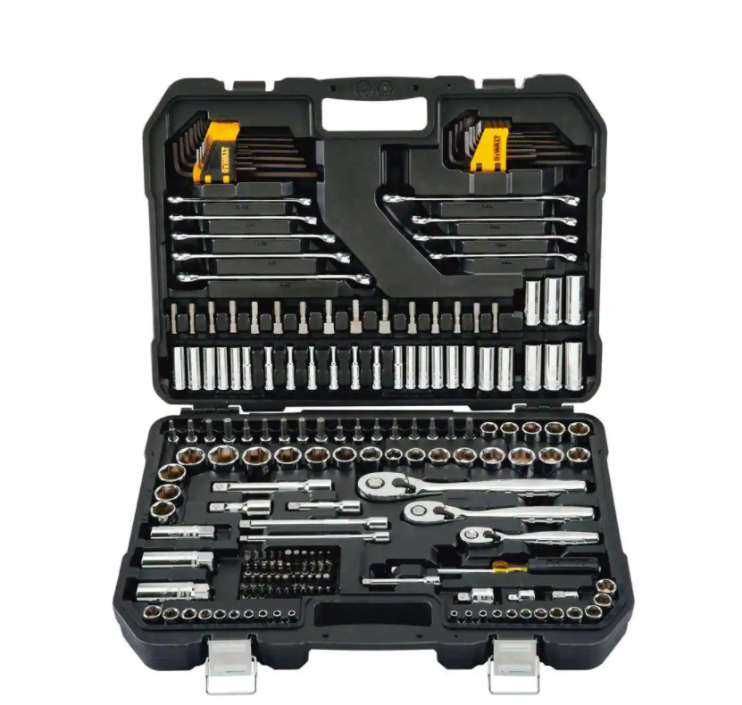 DEWALT DWMT75000 1/4 in.. 3/8 in.. and 1/2 in. Drive Polished Chrome Mechanics Tool Set (200-Piece)
