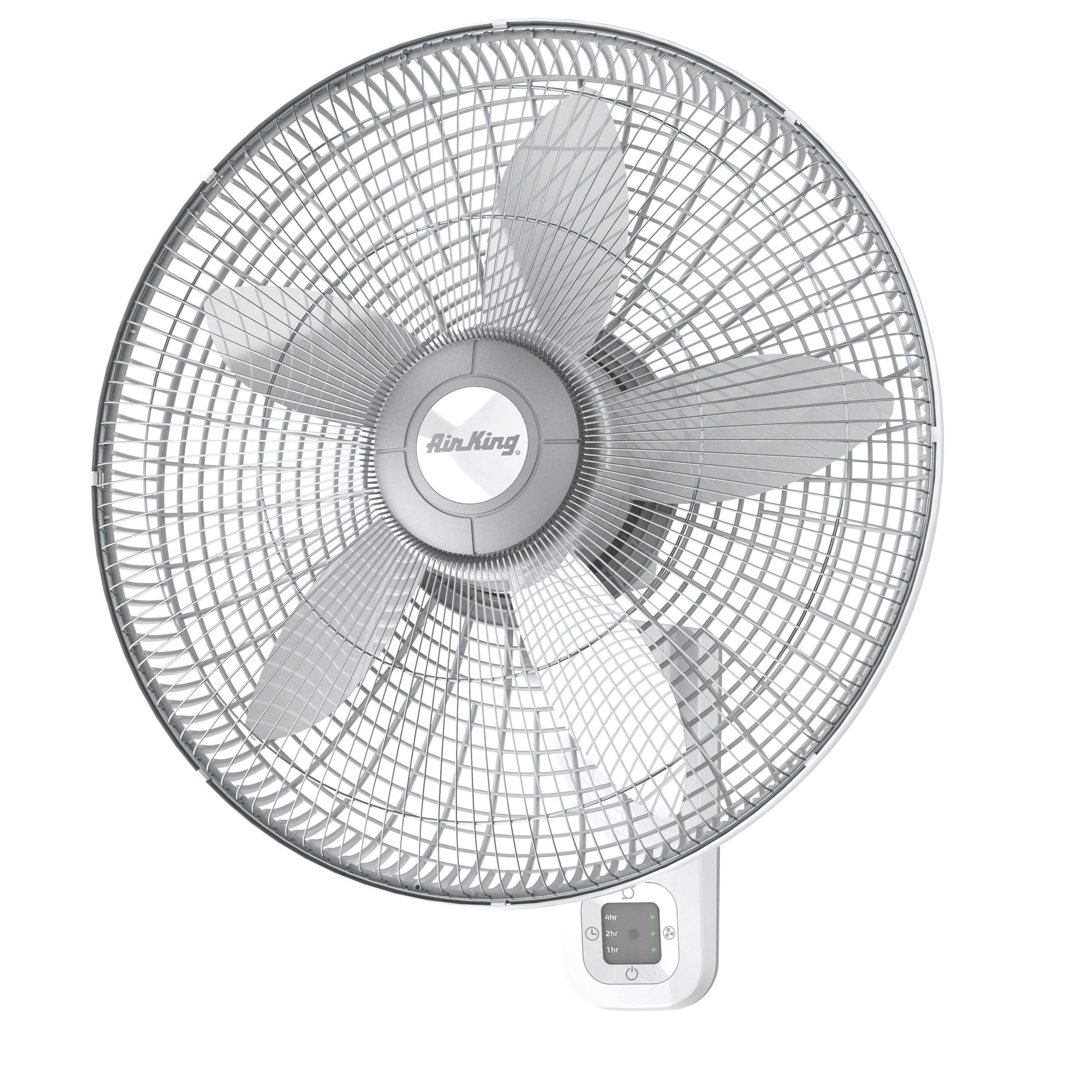 Air King 9850 18″ Wall Mount Fan. Oscillating. 3 Speeds. 120V AC. Remote Control