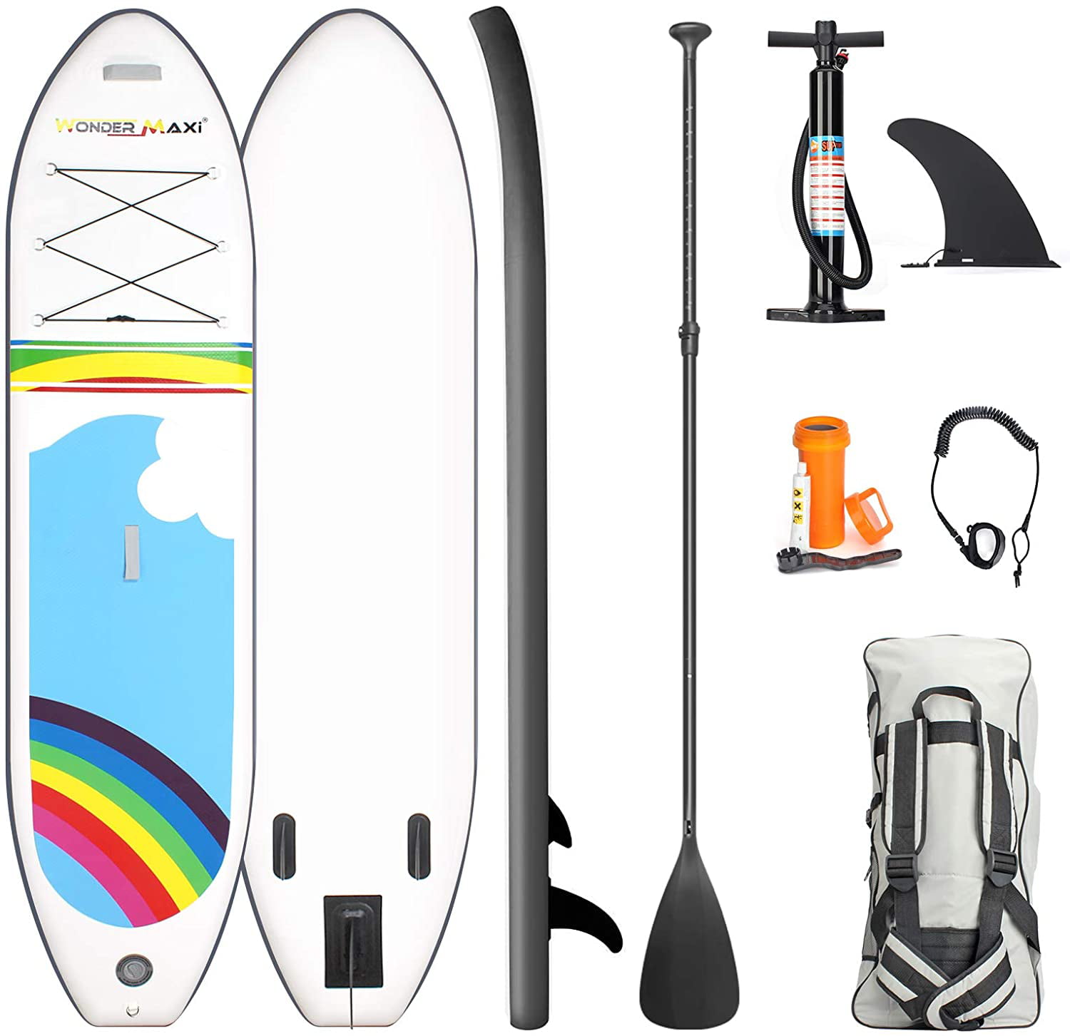Wonder Maxi Inflatable Stand up Paddle Board (6″ Thick) with Premium SUP Accessories & Carry Bag | Wide Stance