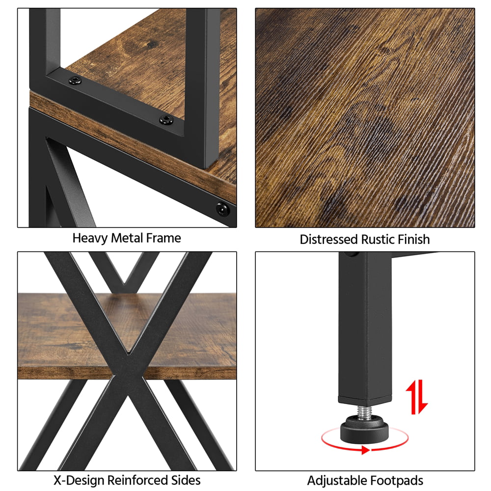 Easyfashion 5-Tier Baker's Rack with storage shelf and Adjustable Feet. Rustic Brown