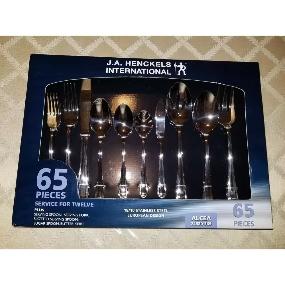 J.A. HENCKELS INTERNATIONAL Alcea 65-Piece 18/10 Stainless Steel Flatware Set (Service for 12)