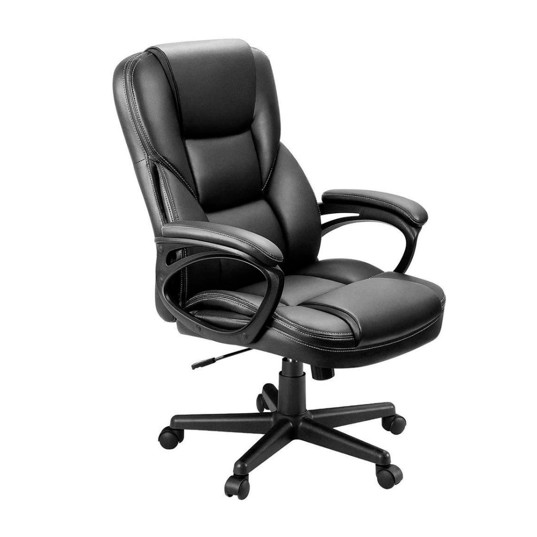 LACOO Big and Tall Black Leather High Back Executive Chair with Swivel Seat