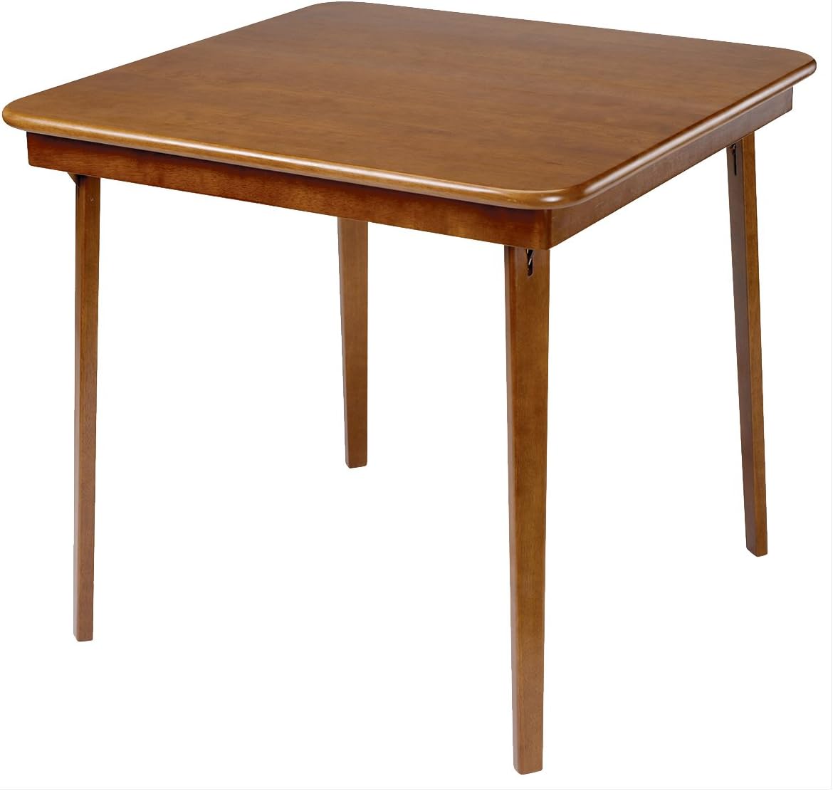 Meco STAKMORE Straight Edge Folding Card Table Fruitwood Finish. 32 in x 32 in x 29.5 in (D x W x H)