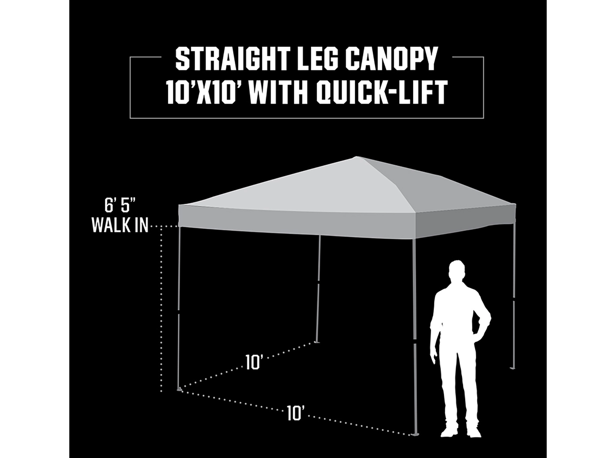 Quest Q100 10′ x 10′ Quick Lift Straight Leg Canopy - Khaki