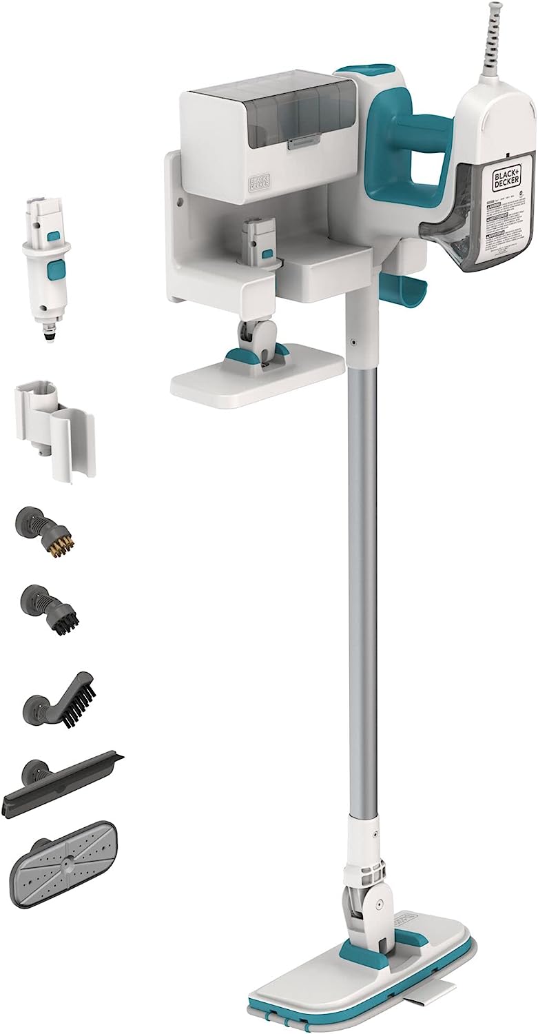 BLACK+DECKER Steamer. 7 Attachments for Multipurpose Cleaning. Includes Storage Wall Mount (BHSM15FX10)