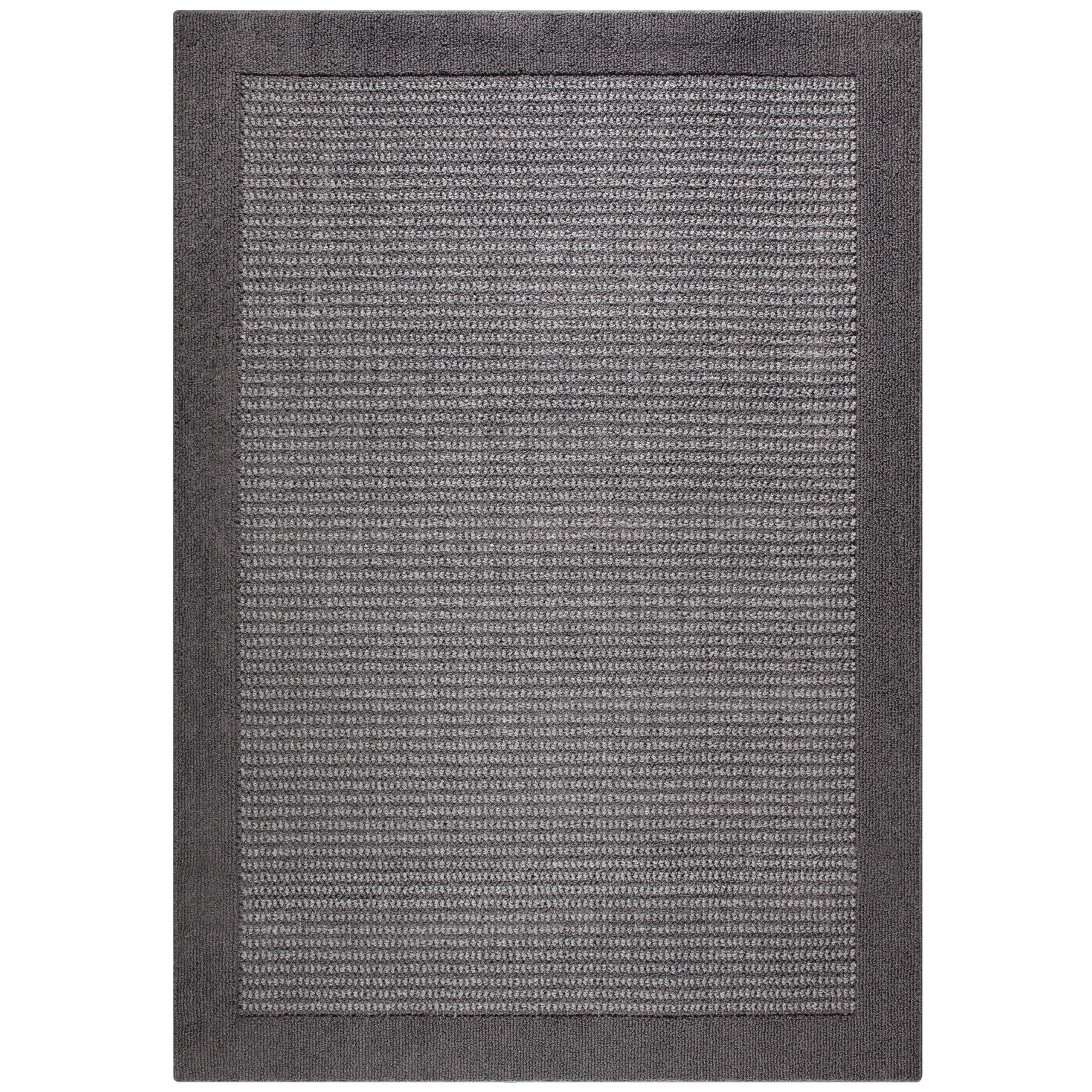 Mainstays Traditional Faux Sisal Border Gray Area Rug. 5-x7′