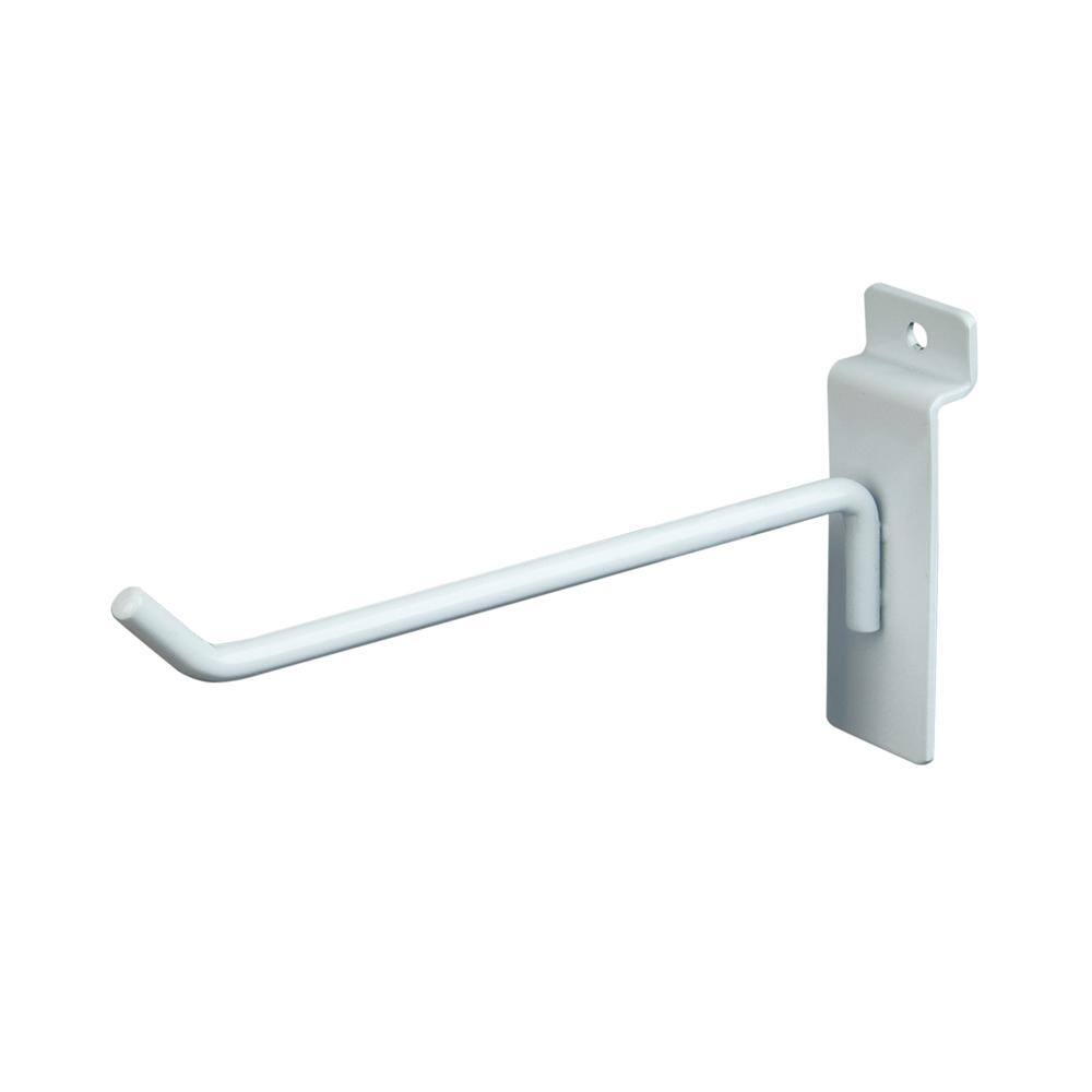 Econoco EWH/H6 6 in. White Deluxe Hook for Slatwall (Pack of 96)