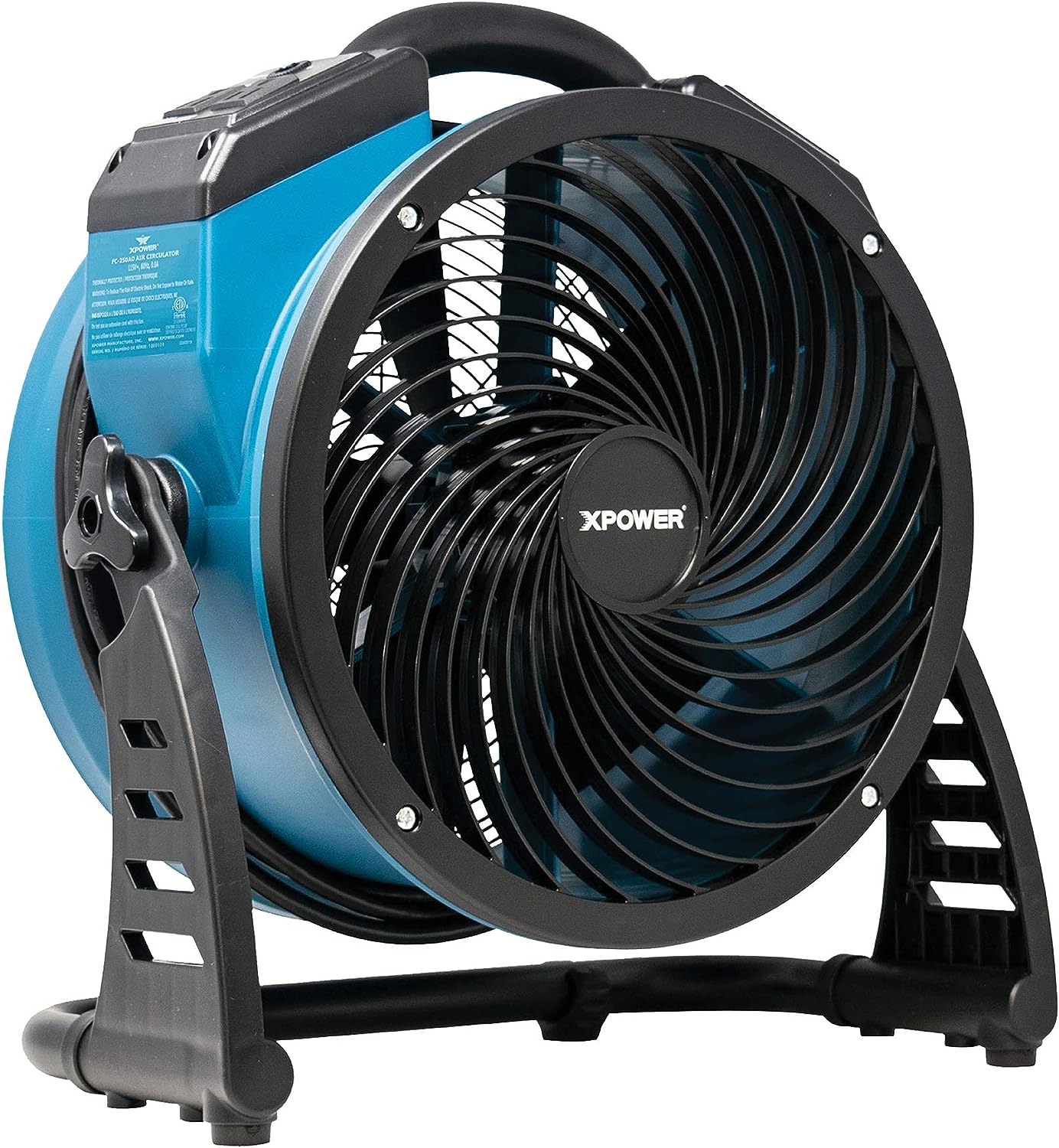 XPOWER FC-250AD DC Motor Heavy Duty Industrial High Velocity Whole Room Air Mover Air Circulator Utility Floor Fan with Daisy Chain. Variable Speed. Timer. 13 inch. 1560 CFM