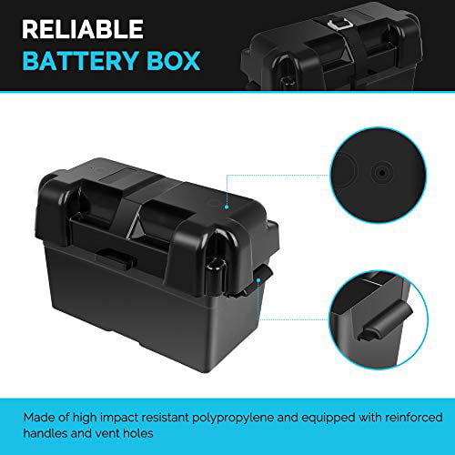 Renogy 12V 100Ah Deep Cycle AGM Battery w/Battery Box for RV. Solar Marine and Off-grid Applications