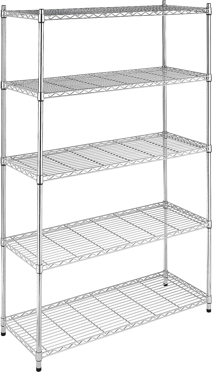 Whitmor Supreme 5 Tier Adjustable Shelving - 500 Pound Weight Capacity Per Shelf - Leveling Feet