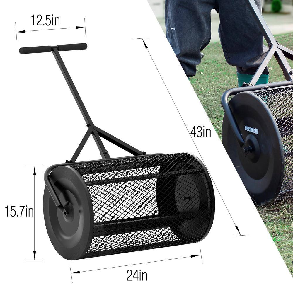 WaLensee SP-001-JNN 24 in. Metal Handle Peat Moss Compost Spreader