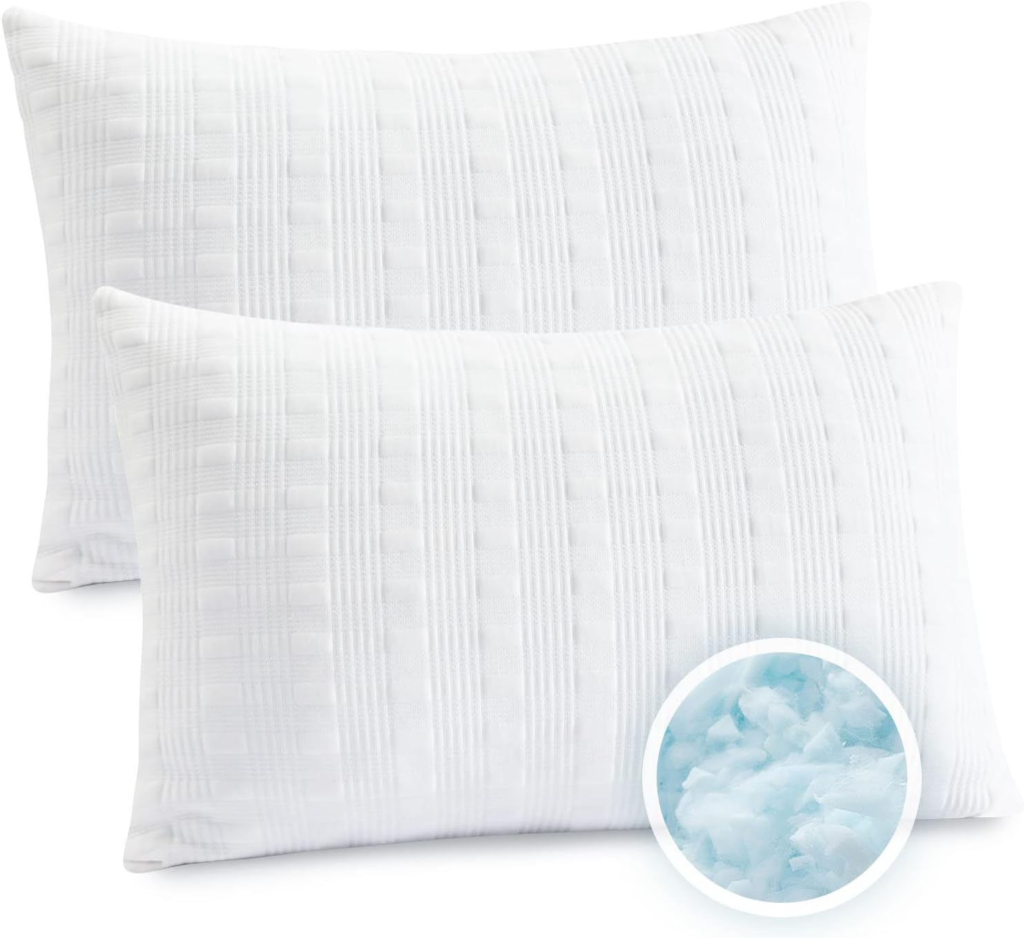 Meoflaw Cooling Pillows for Sleeping King Size Set of 2.Shredded Memory Foam Bed Pillow with Pillow Case-Double Sided Material.Adjustable Loft King Pillow for Side & Back Sleeper-Medium Firm