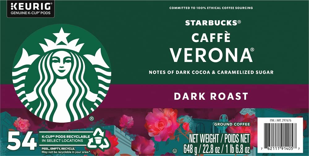 Starbucks Caffe Verona. Dark. K-Cup Portion Pack for Keurig K-Cup Brewers 54-Count