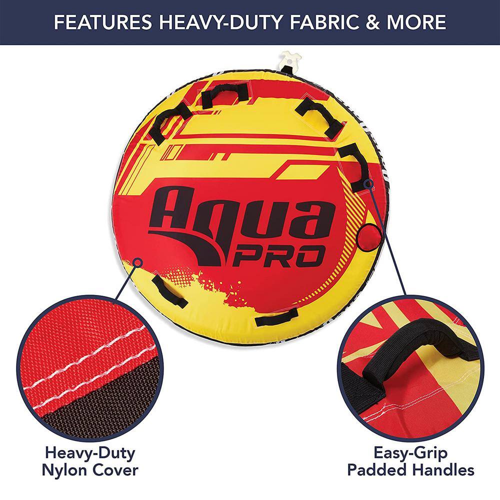 AquaPro AZL19981 60 in. Heavy-Duty Nylon Deck Style Towable 1-Person Rider. Yellow and Red