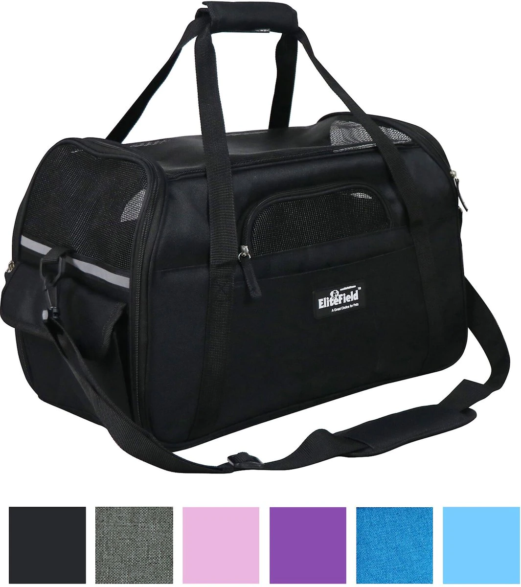 EliteField Soft-Sided Airline-Approved Pet Carrier Bag. Black