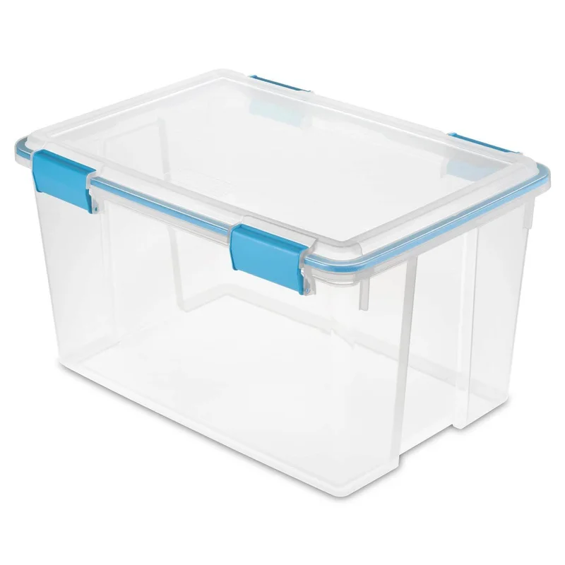 Sterilite 54 Qt. Gasket Box in Clear with Blue Latches. (12-Pack)
