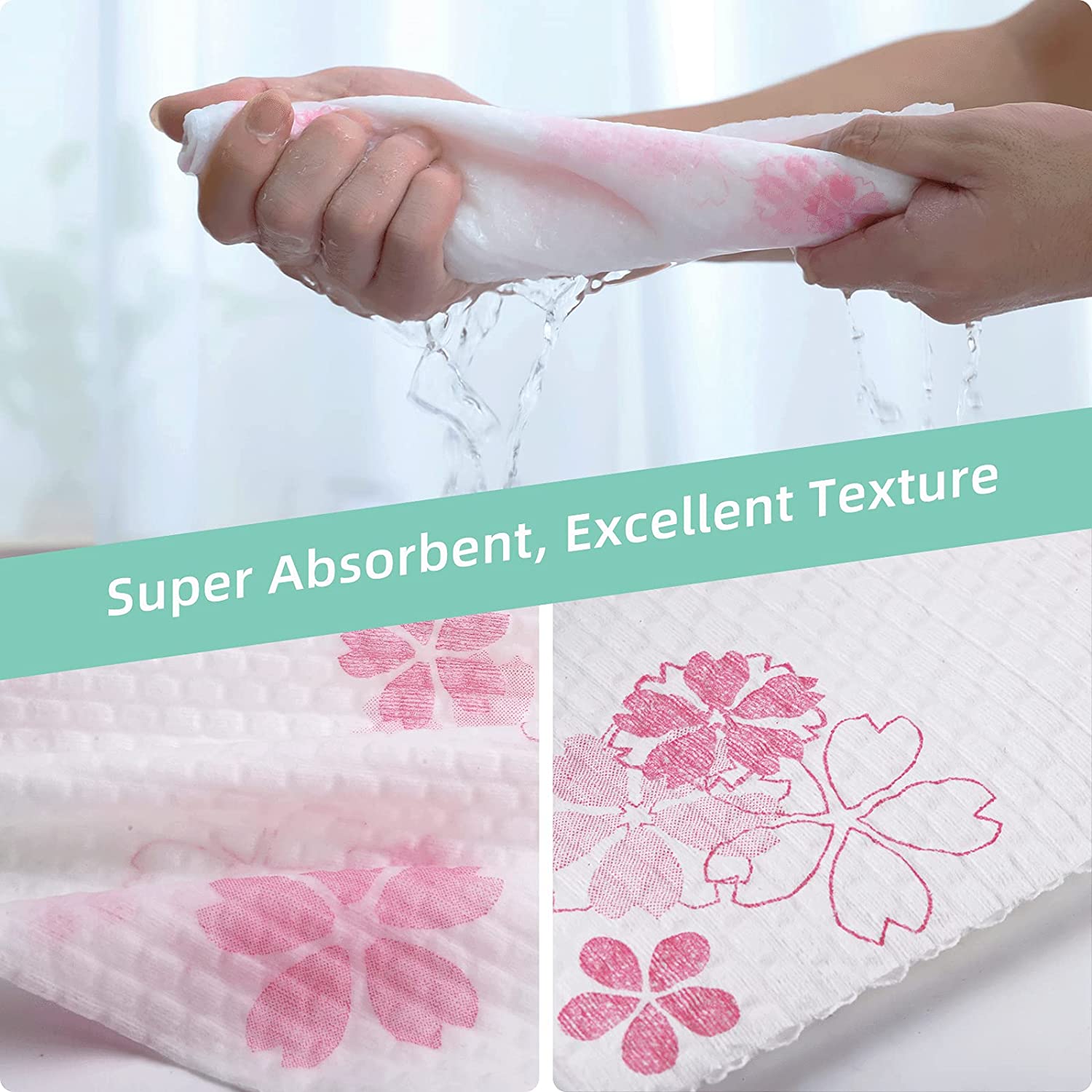 KitchLife Reusable Bamboo Paper Towels - 3 Rolls. Sakura