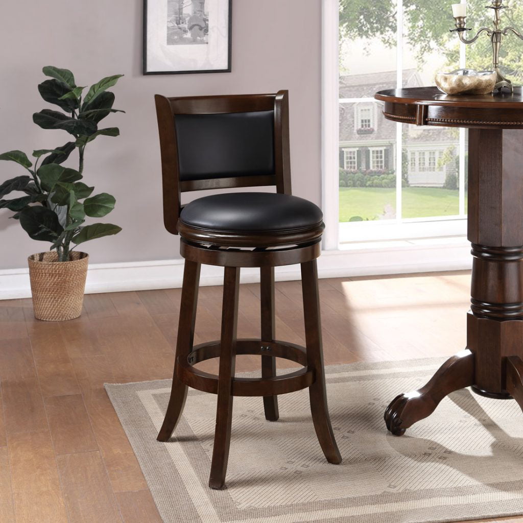 Boraam Augusta 29in. Swivel Wood Bar Stool. Cappuccino Finish