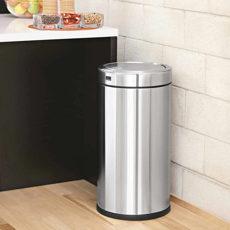 simplehuman 55 Liter / 14.5 Gallon Commercial Swing Top Trash Can. ADA-Compliant. 11-20 Gallons. Brushed Stainless Steel