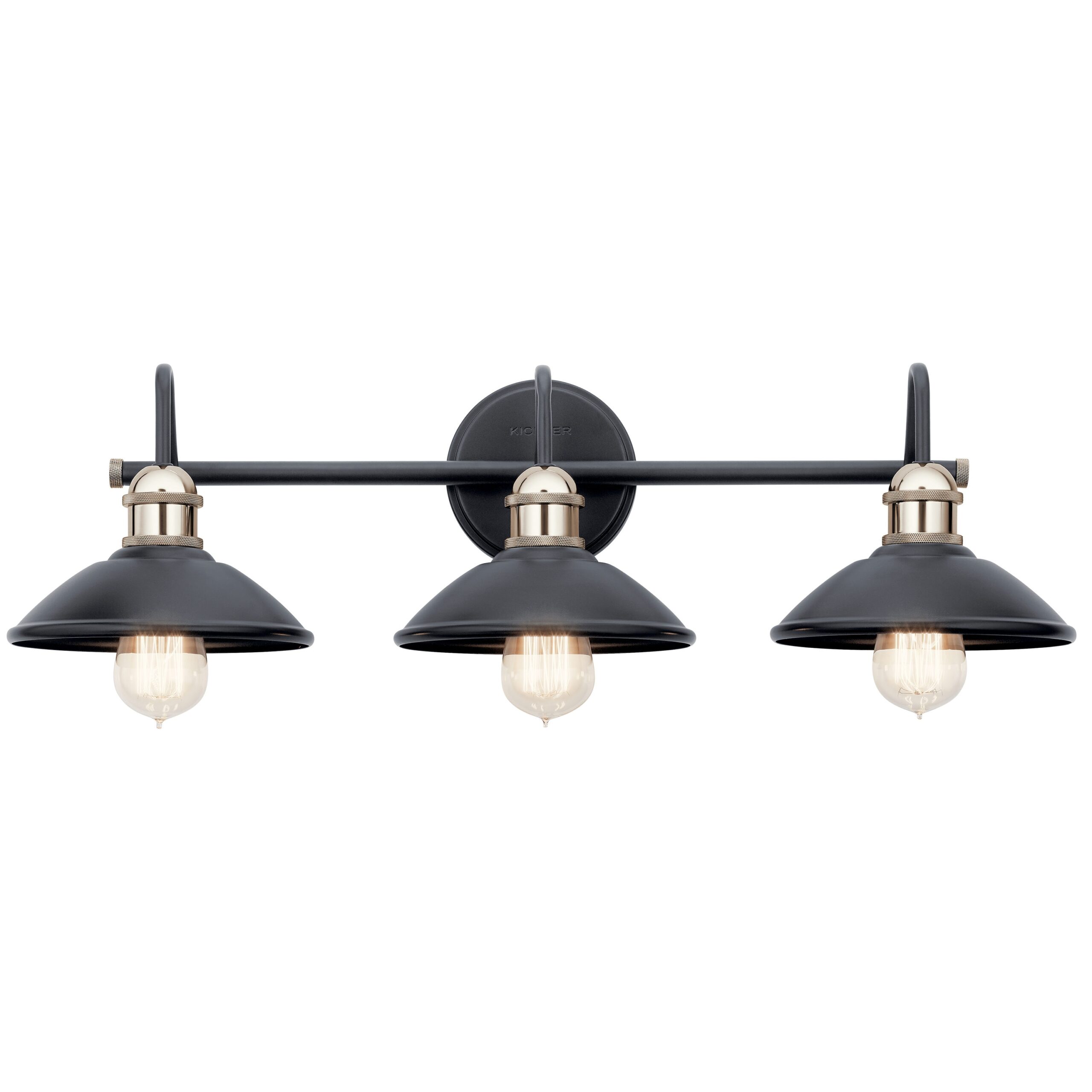 Kichler 45945BK Clyde 26.25-in 3-Light Black Industrial Vanity Light