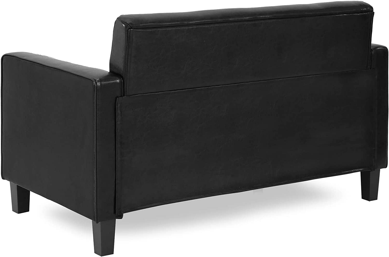 Furinno Brive Contemporary Tufted Loveseat. Black Faux Leather