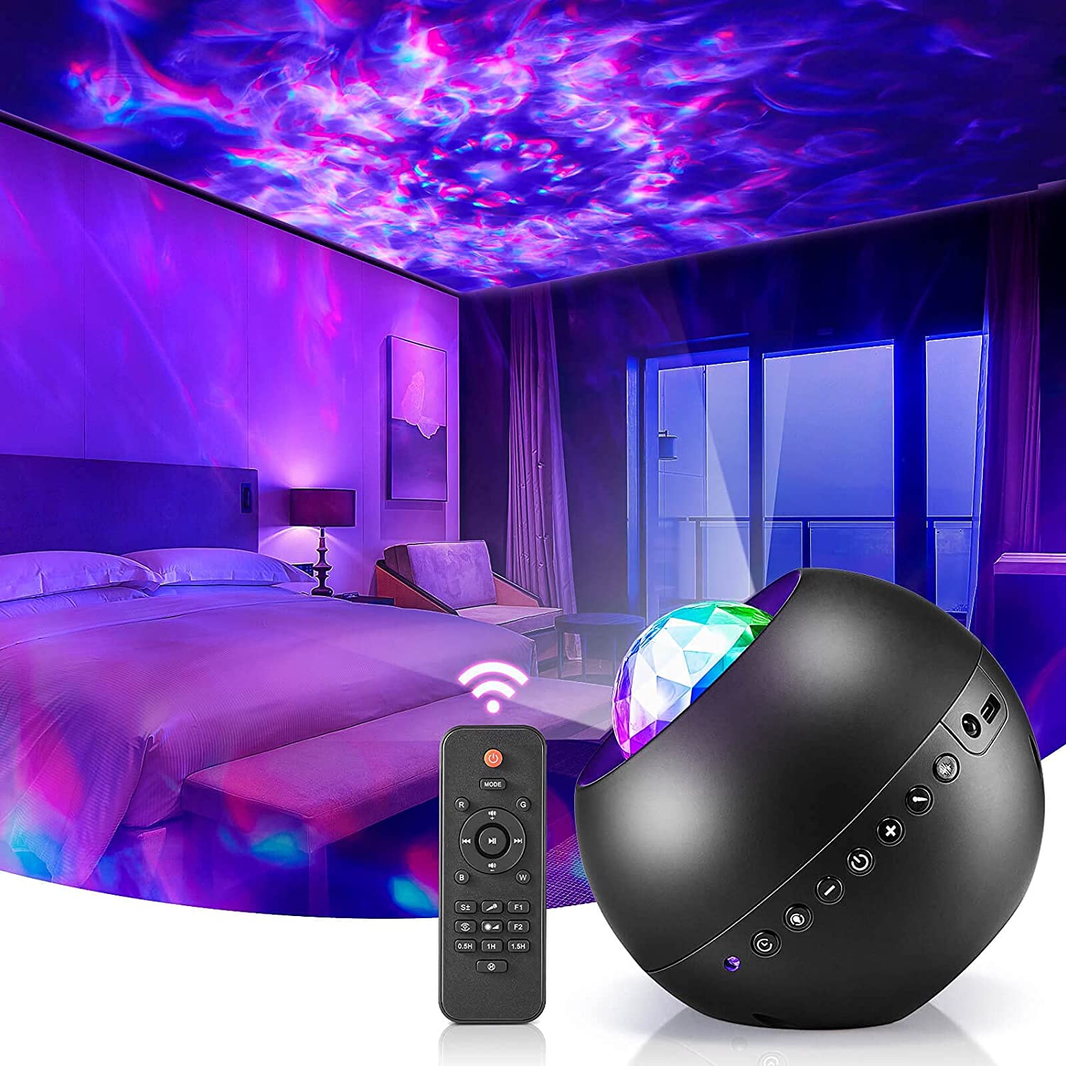 One Fire Galaxy Projector for Bedroom. White Noise Galaxy Light