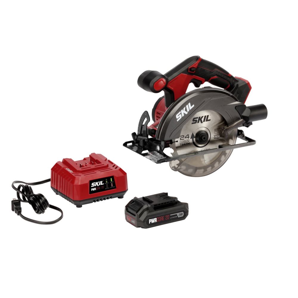 SKIL PWR CORE 20™ 20V 6-1/2-Inch Cordless Circular Saw. 2.0Ah Lithium Battery & Charger. CR540602