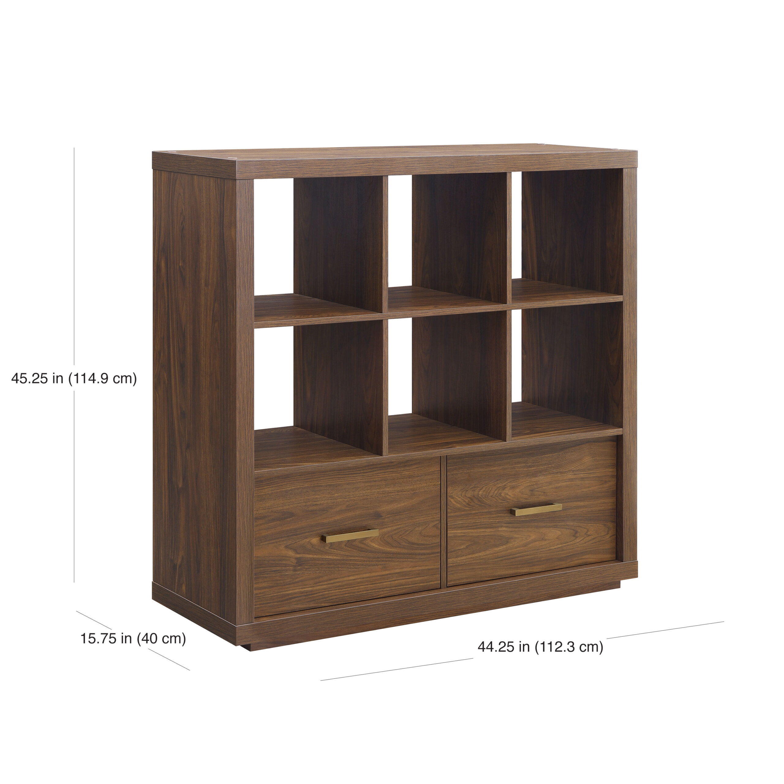 Better Homes & Gardens Steele 6 Cube Storage Room Organizer with Drawers. Walnut Finish
