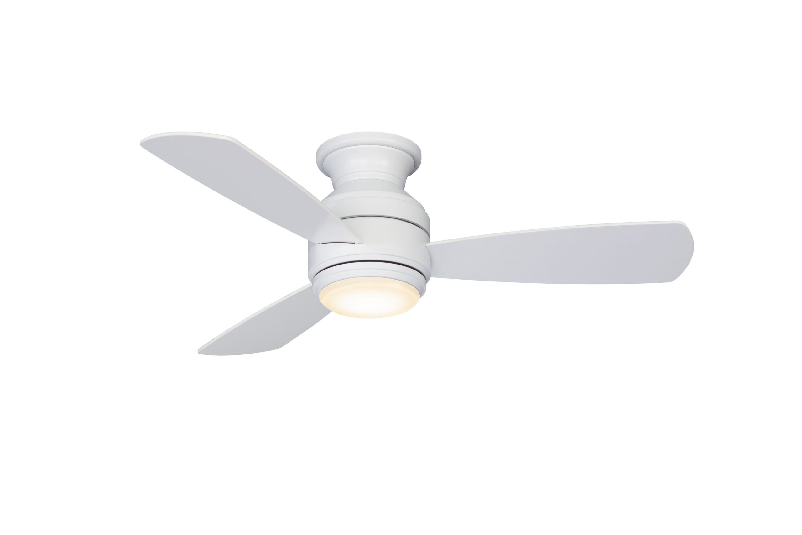 Fanimation Studio Collection Level 44-in Matte White LED Indoor Flush Mount Propeller Ceiling Fan with Light (3-Blade)