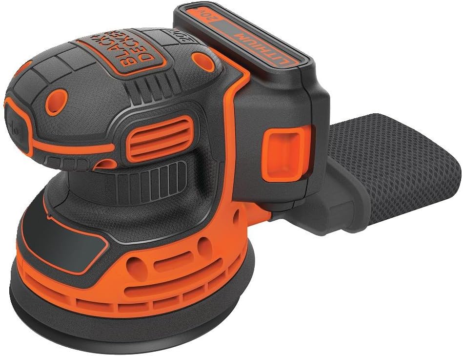 BLACK+DECKER 20V MAX Orbital Sander. Cordless. 12.000 OPM. 2 Sandpaper Sheets. Battery and Charger Included (BDCRO20C)