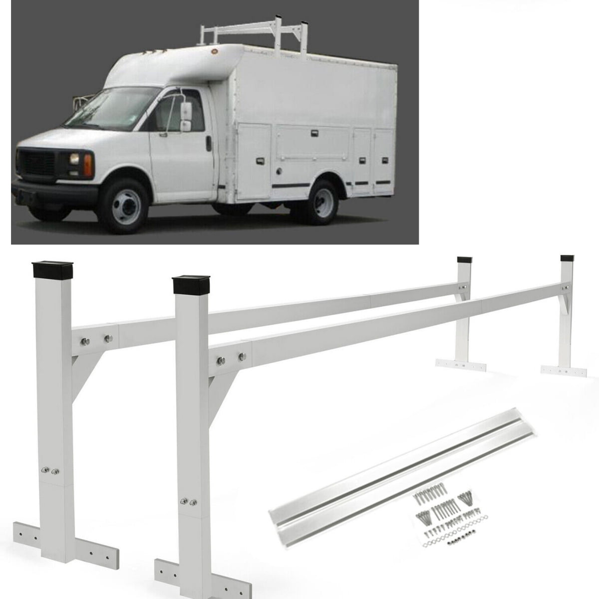 Kojem 4′-8.5′ Adjustable Trailer Ladder Roof Rack for Enclosed  and Open Trailers Van Aluminum