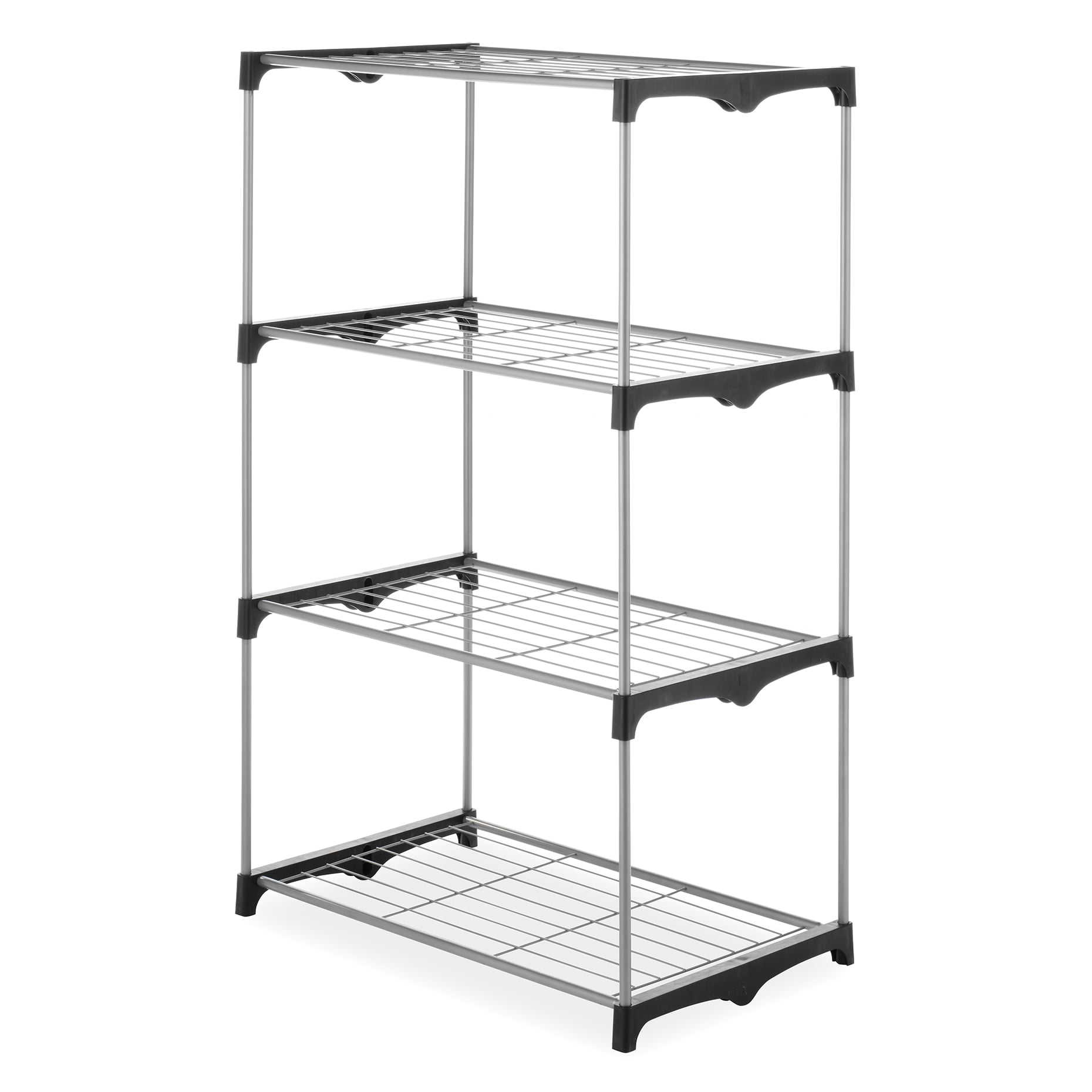 Whitmor 4-Tier Shelf Tower Closet System. Black and Silver - Metal - For Bedroom. Attic. or Garage